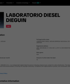 Alternative view of SoundOn Label Peru Account